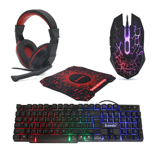 Gejmerski SET 4u1 (tastatura zicna, mis zicni, slusalice zicne i podloga za mis) crni G10