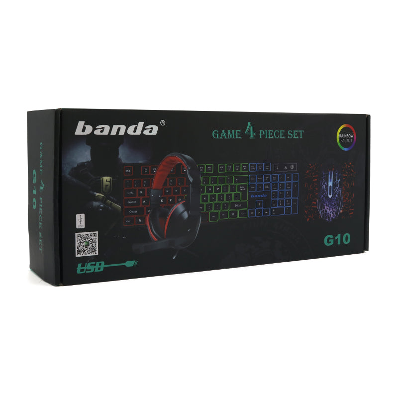 Gejmerski SET 4u1 (tastatura zicna, mis zicni, slusalice zicne i podloga za mis) crni G10
