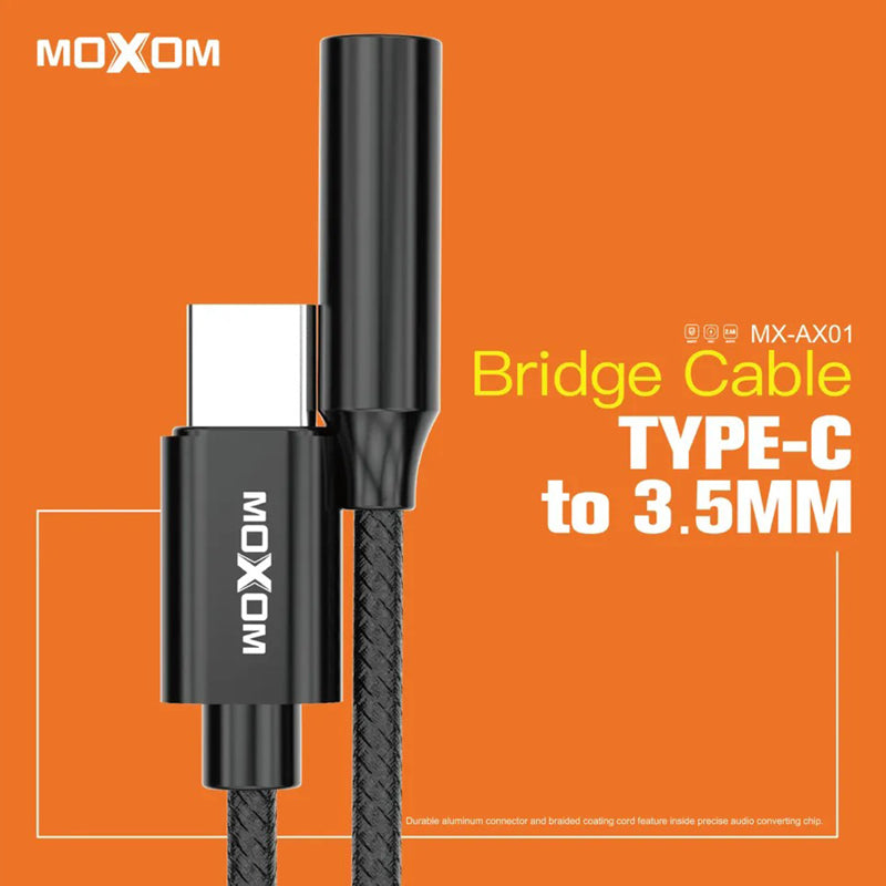 Moxom MX-AX01 3.5mm na Type C pleteni crni