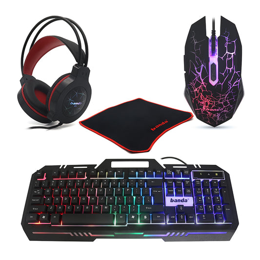 Gejmerski SET 4u1 (tastatura zicna, mis zicni, slusalice zicne i podloga za mis) crni G11